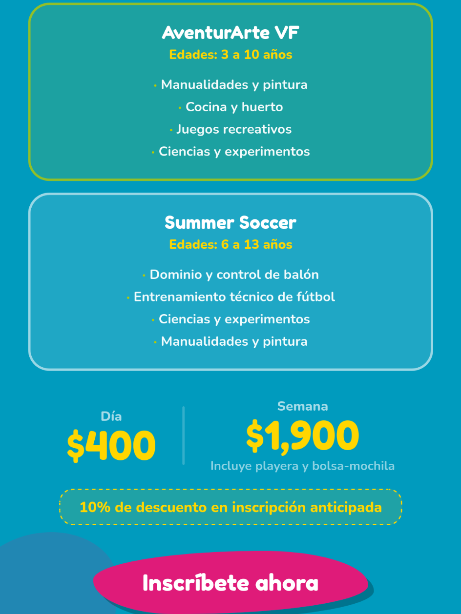 Vista móvil de la landing page de Cursos de vacaciones